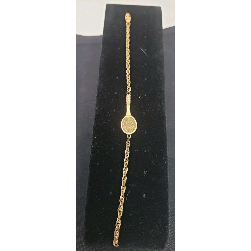 Vintage Speidel 7" Goldtone Tennis Charm Bracelet Made In USA
